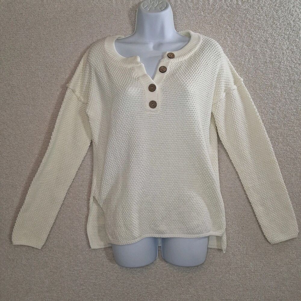 Open Knit Sweater Women's Sz S Coastal Fisherman Minimalist Sea Preppy Sailor